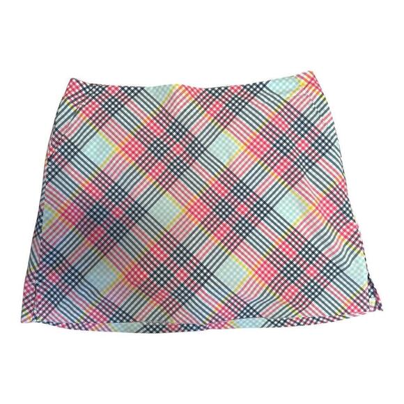 Lady Hagen Multicolor Pink Navy Blue Plaid Stretch Golf Skort Women’s Size 14 - Picture 1 of 7